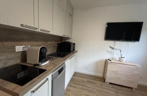 Saint-Mandrier-sur-Mer Apartment | Studio avec canapé lit 2 places dans pièce de vie et lit une place dans coin nuit