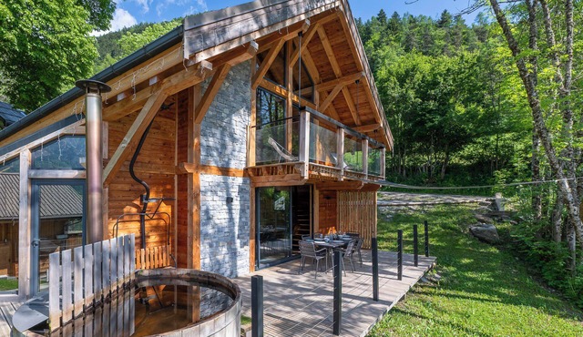 Le Tilleul Chalet 2 Chambres Pierres et Bois Avec Bain Nordique Privatif
