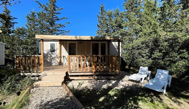 Mobil-home Premium 29 m² 2 bedrooms semi-covered terrace + air conditioning + LV L 4 persons