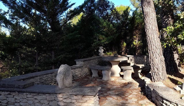 Quiet apartment under the large cedar tree with breathtaking views of the Luberon.