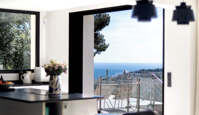 Seaview villa with an infinity pool overlooking the city of Nice