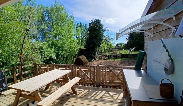 Spacious Wooden Chalet with Terrace and Play Area in Châtillon-sur-Thouet