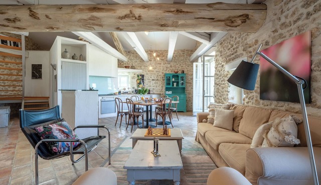 Stylish stone village house with swimming pool