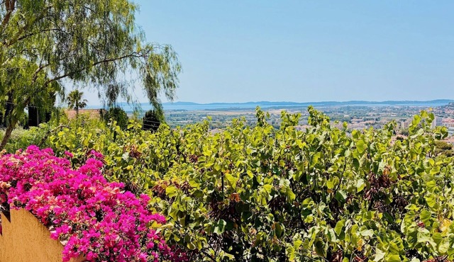 Villa 8 guests, sea & Porquerolles view, terrace, A/C, walk to town centre