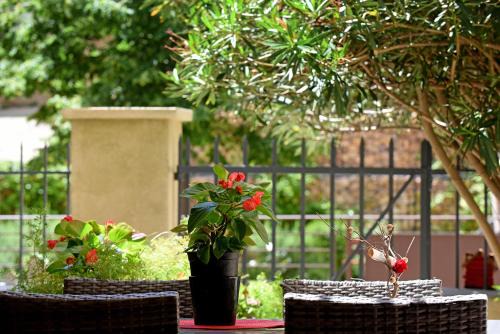 L'AMARILYS chambre d'hôte au coeur du village, terrasse avec vue sur le château
